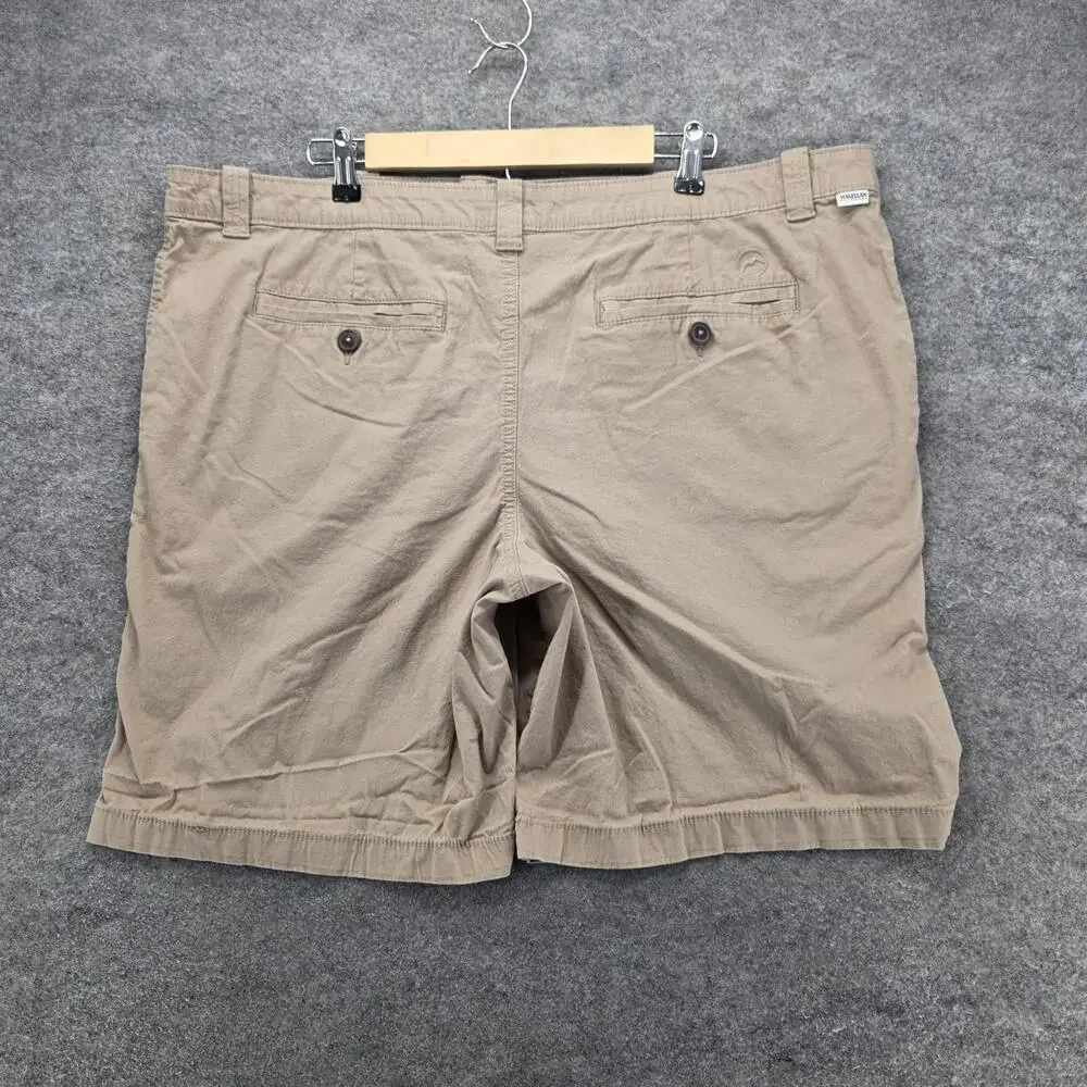 Magellan Outdoors Shorts Mens 42W Khaki Chino Flat Front Cotton Stretch Casual